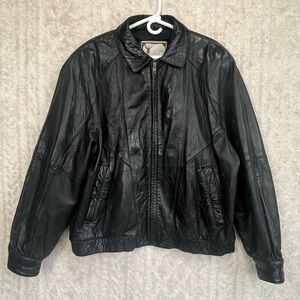 Luis Alvear Men's Leather Bomber Jacket Black Size XL